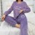 Ensembles de pyjamas en glouton violet pour femmes, manches longues et pantalons confortables | 18,47 $ | OKKO MODE
