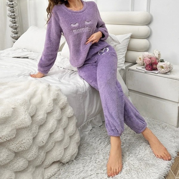 Ensembles de pyjamas en glouton violet pour femmes, manches longues et pantalons confortables|17,04 €|OKKO MODE