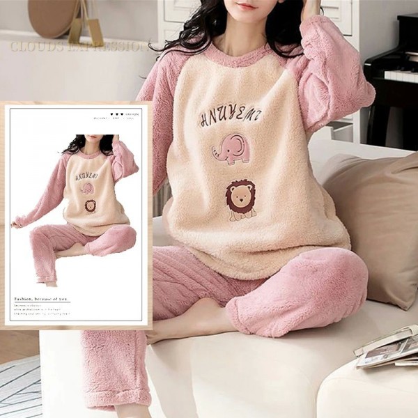 Pyjama-Sets aus kariertem Samt für Damen, süße Loungewear