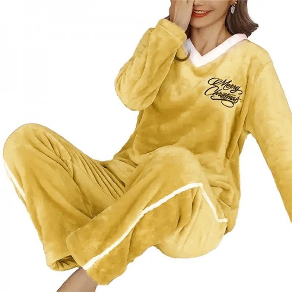 Pyjama-Sets aus kariertem Samt für Damen, süße Loungewear