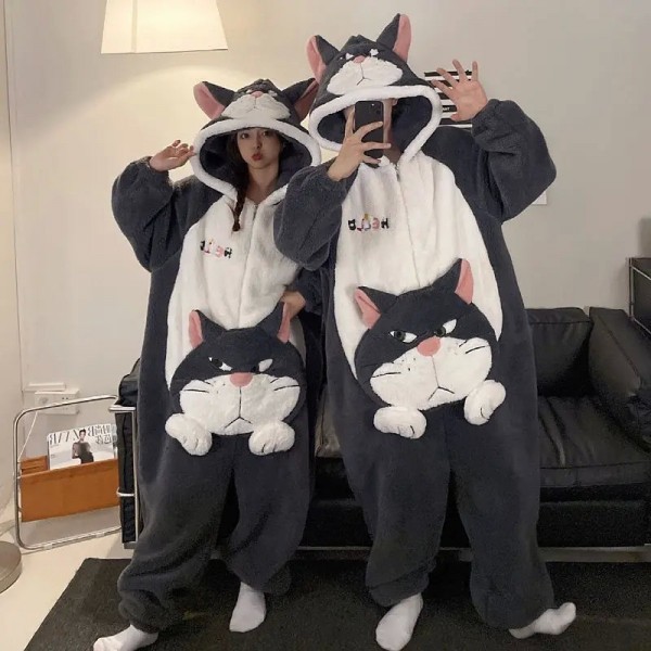 Pyjama à capuche épais pour hommes et femmes, combinaison de Couple motif requin dessin animé Kawaii|45,89 €|OKKO MODE