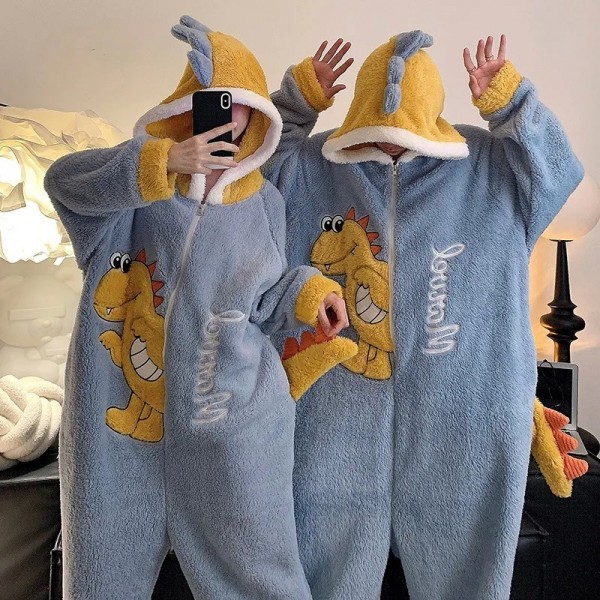 Pyjama à capuche épais pour hommes et femmes, combinaison de Couple motif requin dessin animé Kawaii|45,89 €|OKKO MODE