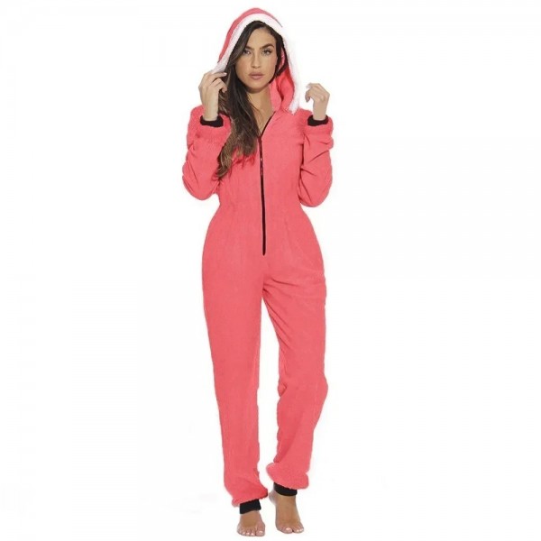 Pyjama Thermique à Capuche pour Femme, Combinaison Fermeture Éclair|9,89 €|OKKO MODE