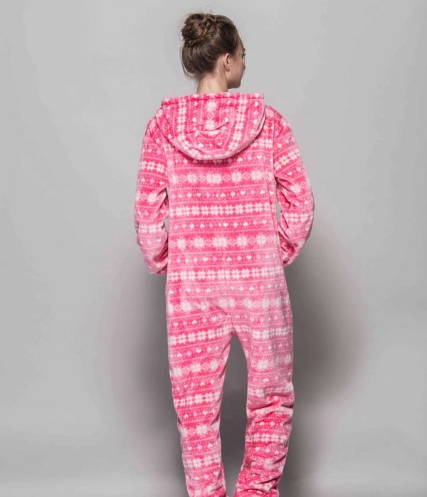 Pyjama à capuche rose pour femme, grenouillère adulte une pièce|20,05 €|OKKO MODE