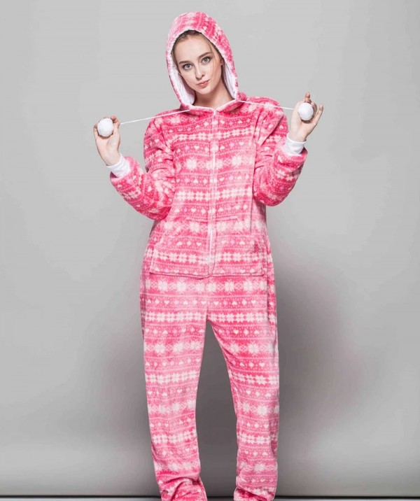 Pyjama à capuche rose pour femme, grenouillère adulte une pièce|20,05 €|OKKO MODE