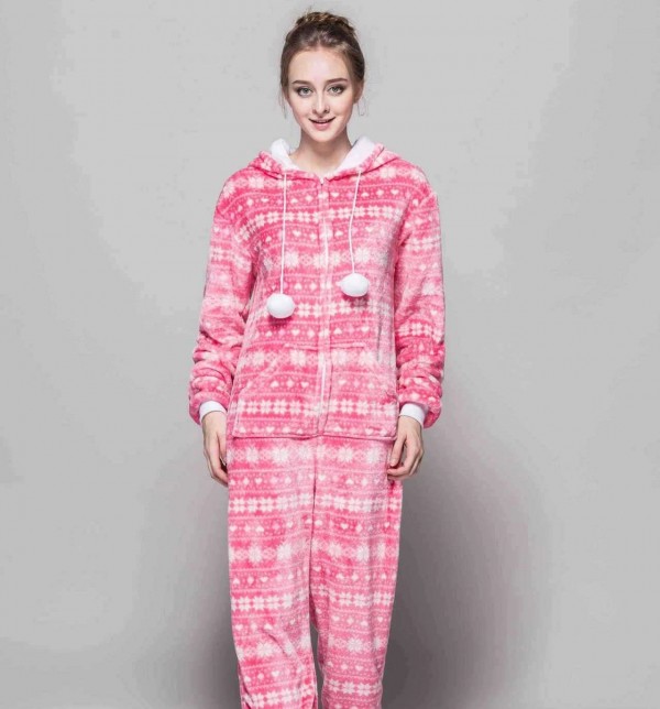 Pyjama à capuche rose pour femme, grenouillère adulte une pièce|20,05 €|OKKO MODE