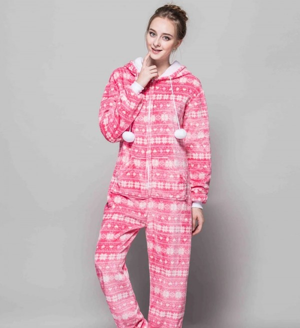 Pyjama à capuche rose pour femme, grenouillère adulte une pièce|20,05 €|OKKO MODE