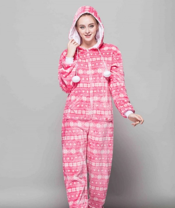 Pyjama à capuche rose pour femme, grenouillère adulte une pièce|20,05 €|OKKO MODE