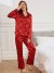 Ensemble de pyjama en satin à carreaux pour femme, haut boutonné sur le devant | 10,92 $ | OKKO MODE