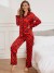Ensemble de pyjama en satin à carreaux pour femme, haut boutonné sur le devant | 10,92 $ | OKKO MODE