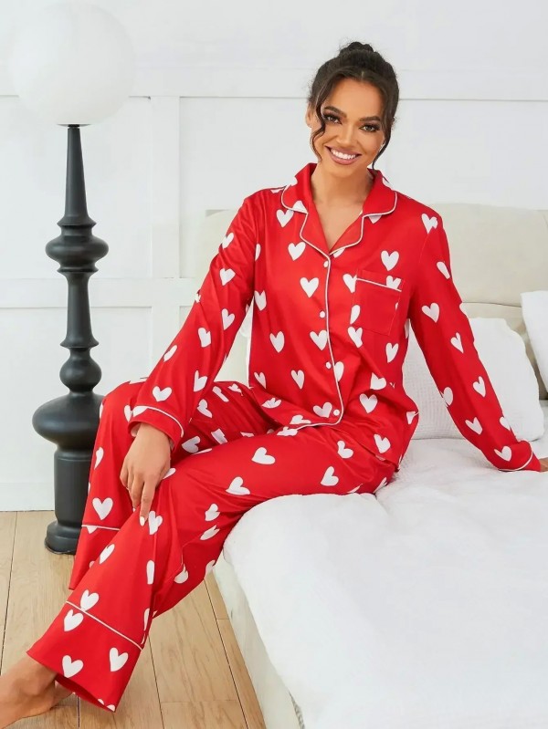 Ensemble de pyjama en satin imprimé léopard pour femme, manches longues|12,96 €|OKKO MODE