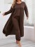 Ensemble de pyjama surdimensionné pour femme, gilet marron chaud et confortable | $22.75 | OKKO MODE