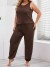 Ensemble de pyjama surdimensionné pour femme, gilet marron chaud et confortable | $22.75 | OKKO MODE