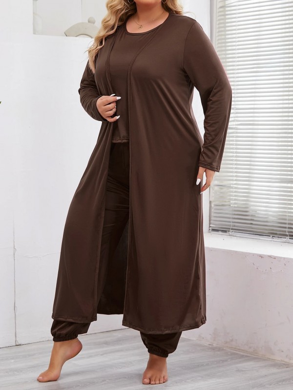 Ensemble de pyjama surdimensionné pour femme, gilet marron chaud et confortable|20,99 €|OKKO MODE