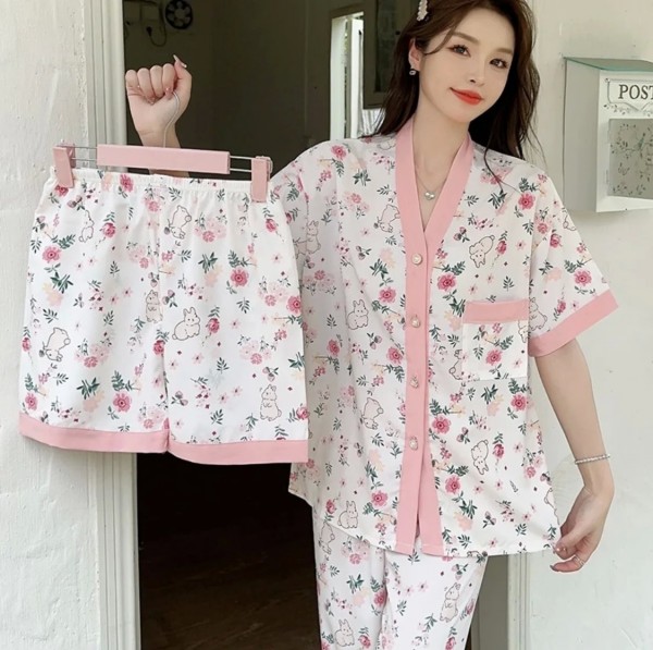 Ensemble de pyjamas d'été trois pièces pour femmes, vêtements minces et décontractés|3,06 €|OKKO MODE