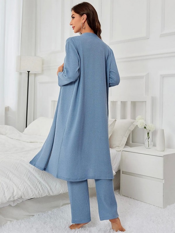 Ensemble de pyjama monochrome pour femme, haut en fibre de laitue et pantalon Wstring|20,99 €|OKKO MODE