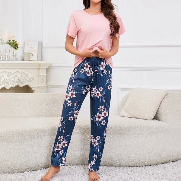 Ensemble de pyjamas 3 pièces pour femmes, vêtements de nuit haut à manches courtes avec short et pantalon long|6,93 €|OKKO MODE