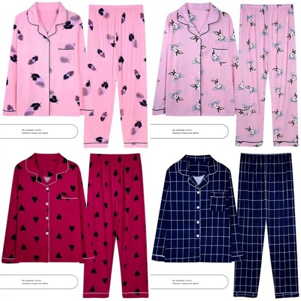 Ensembles de pyjama à manches longues pour femmes, style coréen revers trempé automne hiver|1,95 €|OKKO MODE