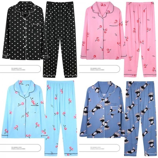 Ensembles de pyjama à manches longues pour femmes, style coréen revers trempé automne hiver|1,95 €|OKKO MODE