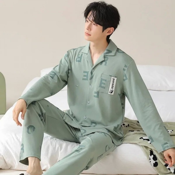 Pyjama en Coton à Manches pour Homme et Femme, Ensemble de 2 Pièces avec Pantalon|26,09 €|OKKO MODE