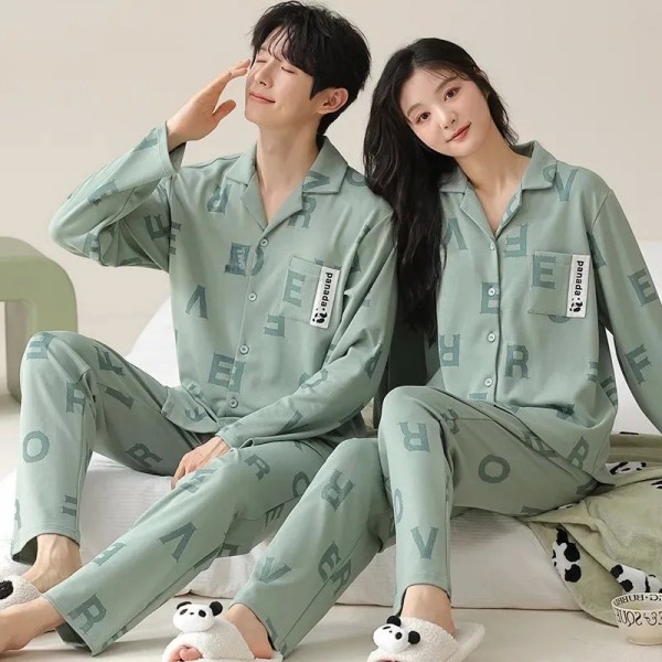 Pyjama en Coton à Manches pour Homme et Femme, Ensemble de 2 Pièces avec Pantalon|26,09 €|OKKO MODE