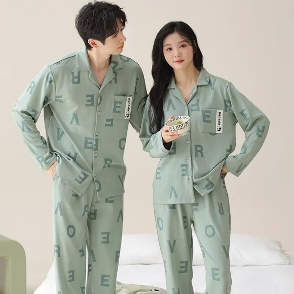 Pyjama en Coton à Manches pour Homme et Femme, Ensemble de 2 Pièces avec Pantalon|26,09 €|OKKO MODE