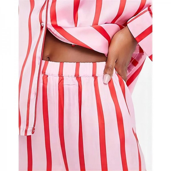 Pink Striped Sleepwear for Women, Long Sleeve and Pants Sets|26,09 €|OKKO MODE