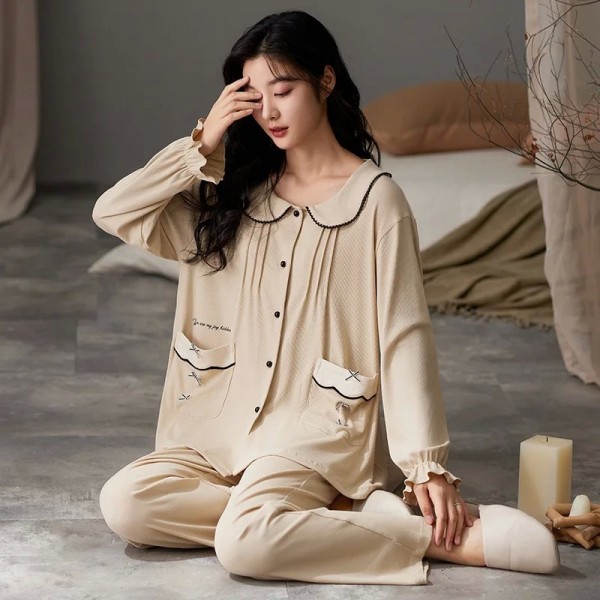 Ensembles de pyjamas à manches longues en satin pour femmes, automne|20,05 €|OKKO MODE