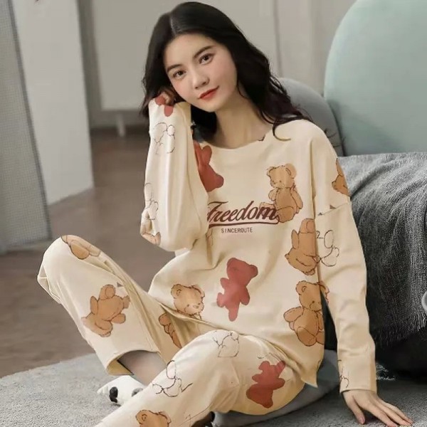 Ensemble de pyjama deux pièces à manches longues pour femmes, motif dessin animé|1,96 €|OKKO MODE