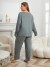 Ensemble de pyjama monochrome pour femme, haut à manches longues et pantalon volanté | 12,96 $ | OKKO MODE