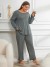 Ensemble de pyjama monochrome pour femme, haut à manches longues et pantalon volanté | 12,96 $ | OKKO MODE