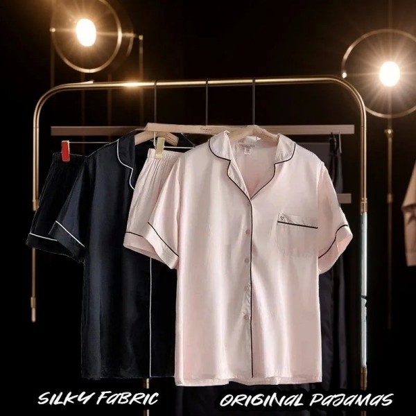 Ensemble 2 Pièces en Satin pour Femme, Vêtement d'Été à Manches Courtes