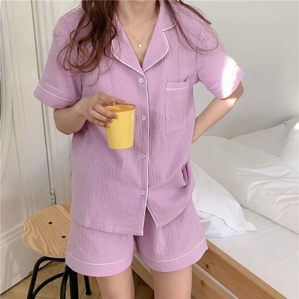 Vêtements de nuit en coton coréen pour femmes, pyjama femme 2 pièces|12,96 €|OKKO MODE