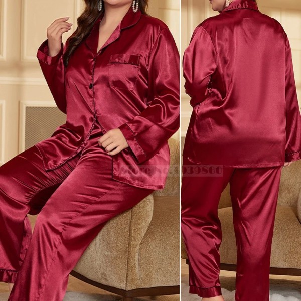 Ensemble de pyjamas grande taille pour femmes, printemps/été en satin surintendant ser imbibé décontracté