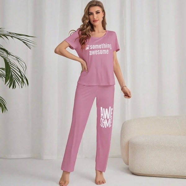 Pyjama imprimé 2 pièces pour femme, vêtements d'intérieur à manches courtes|7,92 €|OKKO MODE