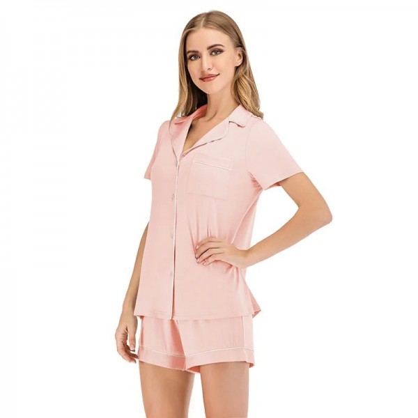 Pyjama chaud en coton à manches courtes pour femmes, vêtements de détente et nuit|20,05 €|OKKO MODE