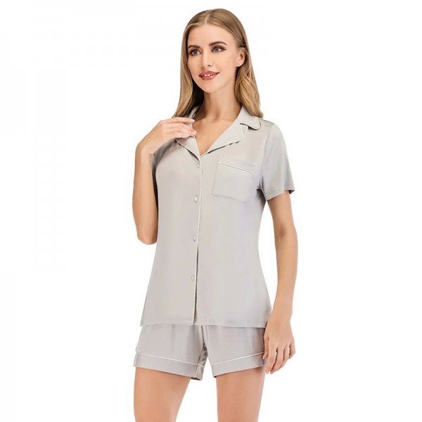 Pyjama chaud en coton à manches courtes pour femmes, vêtements de détente et nuit|20,05 €|OKKO MODE