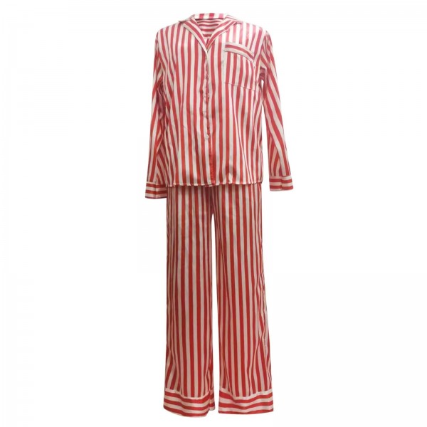 Pyjama de Noël à rayures rouges et vertes pour femmes, ensemble 2 pièces|16,19 €|OKKO MODE