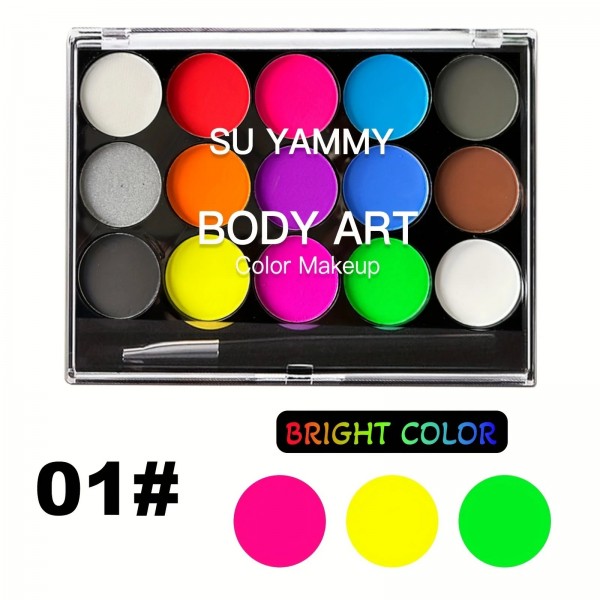 Palette de maquillage activée à l'eau, peinture pour le visage et le corps, soluble dans l'eau - 15 couleurs|1,96 €|OKKO MODE