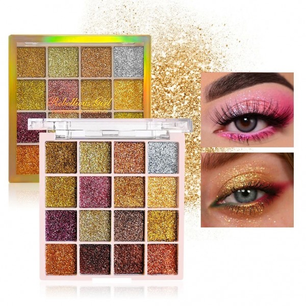 Palette de fards à barrage scintillants, 16 couleurs multicolores et dorées|1,96 €|OKKO MODE