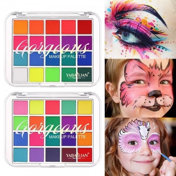 Gesichtsfarben-Palette, 20 Farben, leicht zu reinigen.