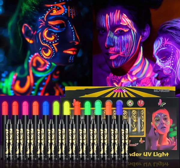 Crayons de peinture pour le corps structurels Halloween Glow in the Black Light|10,79 €|OKKO MODE