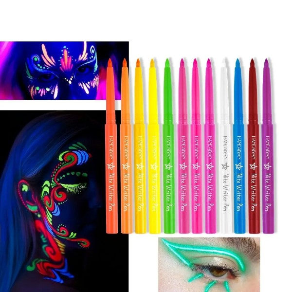 Eyeliner Gel Fluorescent pour le Visage et les Yeux, Coloré Waterproof Longue Durée