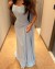 Light Blue Strapless Pleated Evening Gown - Personalized Floor Length Sexy Dress for Women | $128.73 | OKKO MODE