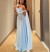 Light Blue Strapless Pleated Evening Gown - Personalized Floor Length Sexy Dress for Women | $128.73 | OKKO MODE