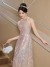 Robe de soirée rose à franges, nouveau style, robe de mariée, banquet littéraire | 212,60 $ | OKKO MODE