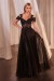 Black Lace Embroidered Wedding Dress, Sparkling Rhinestone Evening Gown | $143.36 | OKKO MODE