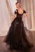Black Lace Embroidered Wedding Dress, Sparkling Rhinestone Evening Gown | $143.36 | OKKO MODE
