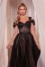 Black Lace Embroidered Wedding Dress, Sparkling Rhinestone Evening Gown | $143.36 | OKKO MODE