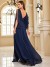 Vestido de noche en mousseline para mujer, azul marino, sexy con fenda alta | 73,68 $ | OKKO MODE